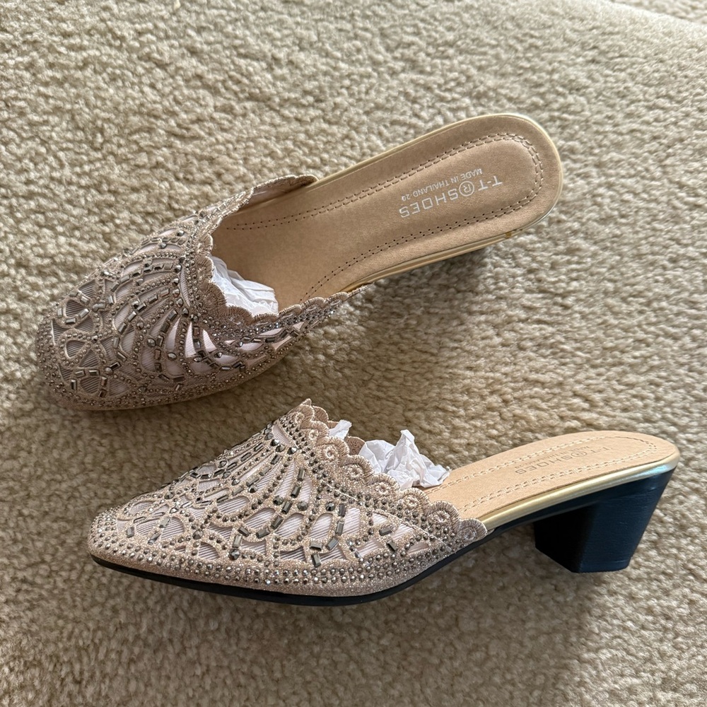 Trotters Beige Embellished Mules